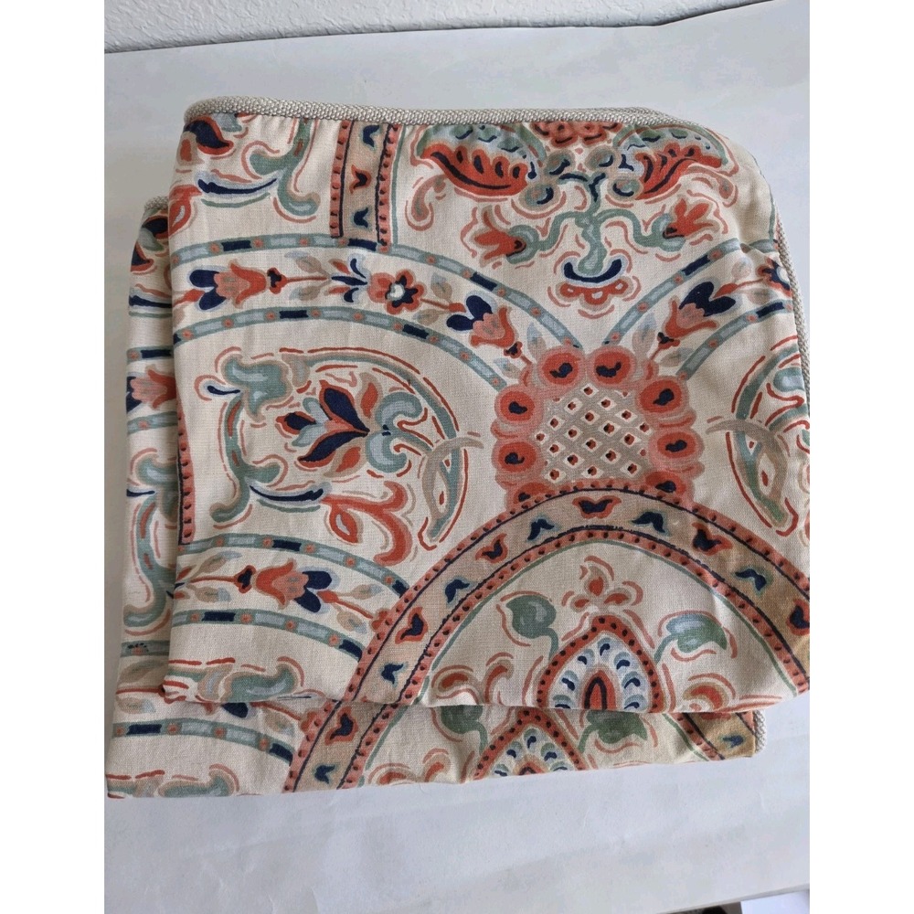 Potterybarn Hartland Paisley Euro Sham Rope Border Linen Blend Set Of 2 22x23